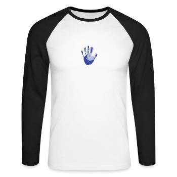 Hand in Hand abdruck Eltern mit Kind Geschenk - Unisex Baseballshirt langarm - Weiß/Schwarz - Vorne - Nik (191cm)