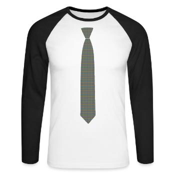 Motif cravate, cravate chemise, t-shirt avec cravate - T-shirt baseball manches longues Homme - blanc/noir - Devant - Nik (191cm)