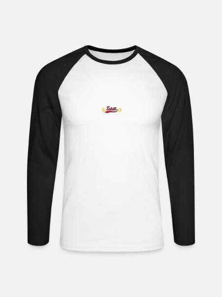 Tahiti hibiscus - T-shirt baseball manches longues Homme - blanc/noir