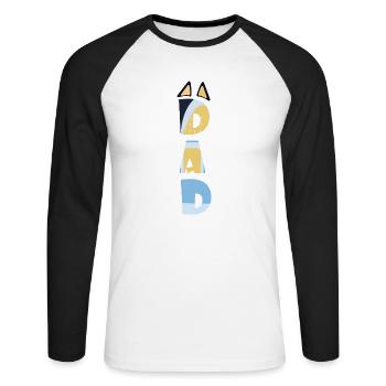 FUNNY BLUE PAPA-MUM pères cadeau de jour - T-shirt baseball manches longues Homme - blanc/noir - Devant - Nik (191cm)