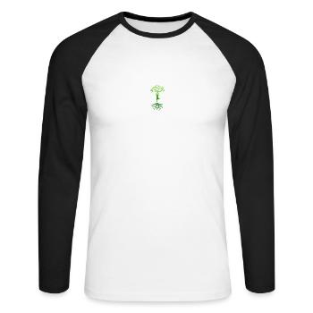 Idée de cadeau arbre de vie de yoga - T-shirt baseball manches longues Homme - blanc/noir - Devant - Nik (191cm)
