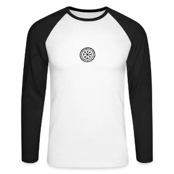 Wikinger Vegvisir - Unisex Baseballshirt langarm - Weiß/Schwarz - Vorne - Nik (191cm)