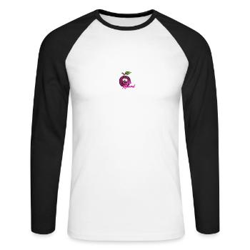 Alte pflaume - Unisex Baseballshirt langarm - Weiß/Schwarz - Vorne - Nik (191cm)