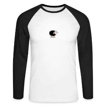 Mouton noir - T-shirt baseball manches longues Homme - blanc/noir - Devant - Nik (191cm)
