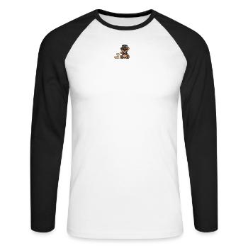 Pixel MiniBear Police - T-shirt baseball manches longues Homme - blanc/noir - Devant - Nik (191cm)