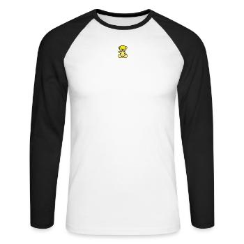 Pixel MiniBear Neon Yellow - T-shirt baseball manches longues Homme - blanc/noir - Devant - Nik (191cm)