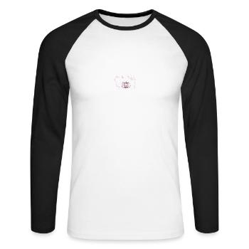 Einhornkürbis- Rosa Kürbis als Einhorn verkleidet - Unisex Baseballshirt langarm - Weiß/Schwarz - Vorne - Nik (191cm)