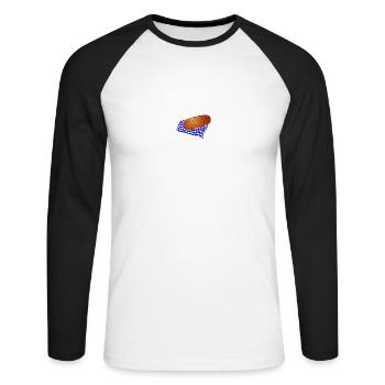 Brot - Unisex Baseballshirt langarm - Weiß/Schwarz - Vorne - Nik (191cm)