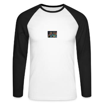 Relation amicale - T-shirt baseball manches longues Homme - blanc/noir - Devant - Nik (191cm)