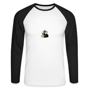 Kapitän Bier Hund - Unisex Baseballshirt langarm - Weiß/Schwarz - Vorne - Nik (191cm)