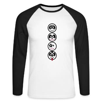 Smiley Kiss Icons (vertikal) 3c - T-shirt baseball manches longues Homme - blanc/noir - Devant - Nik (191cm)