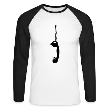 Telephone receiver nostalgia retro call antique analog - Unisex Long Sleeve Baseball T-Shirt - white/black - Front - Nik (191cm)