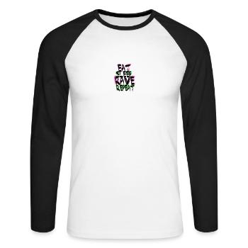 Rave Repeat - Unisex Long Sleeve Baseball T-Shirt - white/black - Front - Nik (191cm)