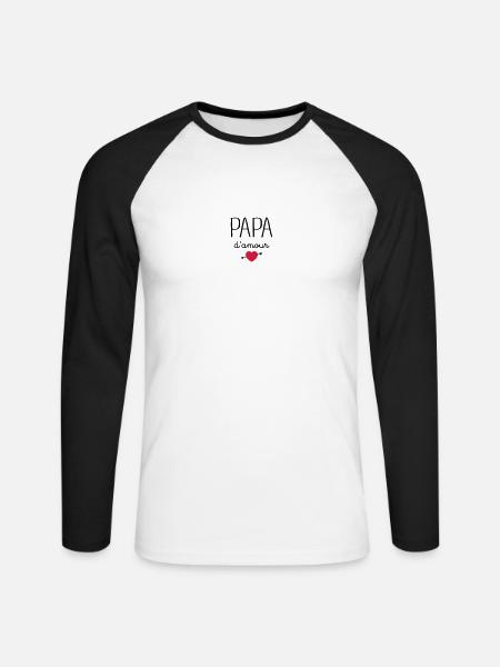 Papa D'Amour - T-shirt baseball manches longues Homme - blanc/noir