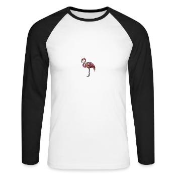 Flamingo Bunt - Unisex Baseballshirt langarm - Weiß/Schwarz - Vorne - Nik (191cm)