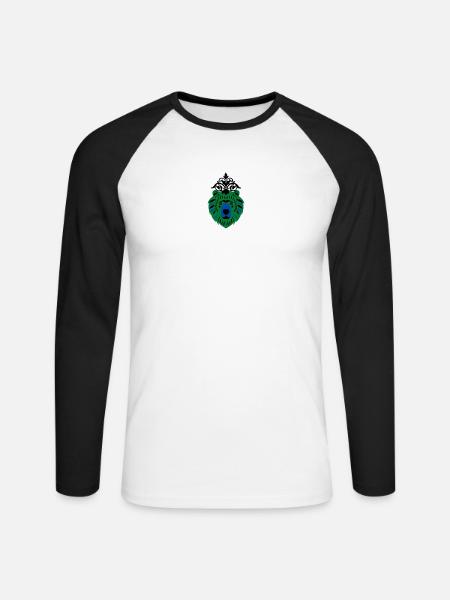 Bär in Grün-Blau - Unisex Baseballshirt langarm - Weiß/Schwarz