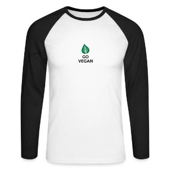 Go Vegan - T-shirt baseball manches longues Homme - blanc/noir - Devant - Nik (191cm)