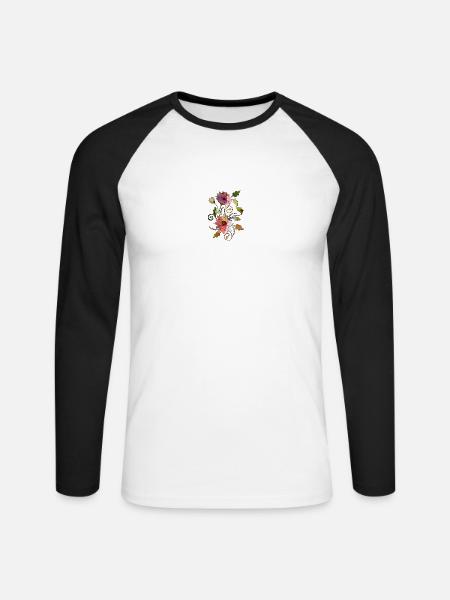 Fleurs - T-shirt baseball manches longues Homme - blanc/noir