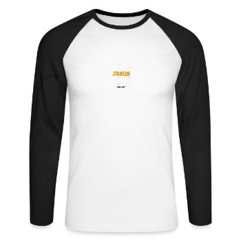 Jesus liebt dich - Unisex Baseballshirt langarm - Weiß/Schwarz - Vorne - Nik (191cm)