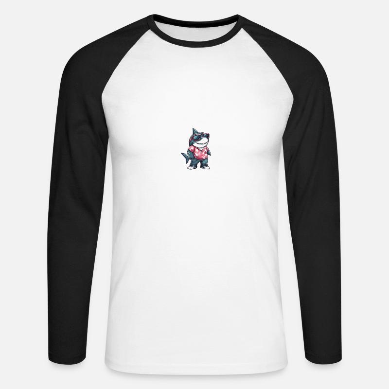 Hai Comic Cool Sommer - Unisex Baseballshirt langarm - Weiß/Schwarz