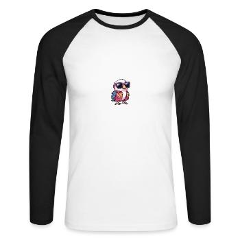 Taube Vogel Cool Sommer - Unisex Baseballshirt langarm - Weiß/Schwarz - Vorne - Nik (191cm)