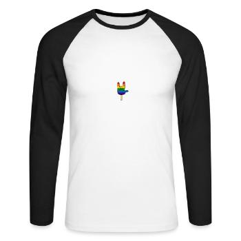 I Love You - Main / Glace sur tige - Arc-en-ciel - T-shirt baseball manches longues Homme - blanc/noir - Devant - Nik (191cm)