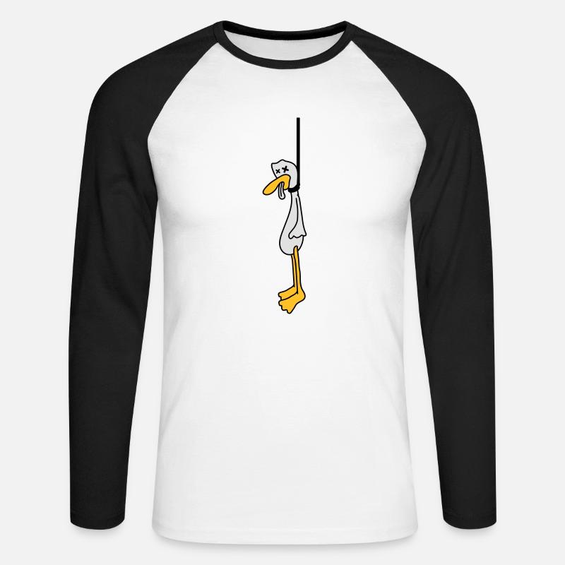 Hanged Duck - Unisex Baseballshirt langarm - Weiß/Schwarz