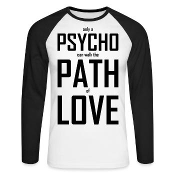 PsychoPathLover - Unisex Baseballshirt langarm - Weiß/Schwarz - Vorne - Nik (191cm)