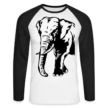 Elephant - Africa - Unisex Baseballshirt langarm - Weiß/Schwarz - Vorne - Nik (191cm)