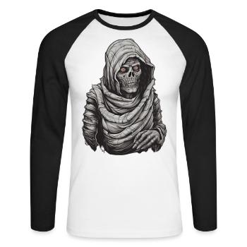 Maman Halloween Trick ou Treat Déguisement - T-shirt baseball manches longues Homme - blanc/noir - Devant - Nik (191cm)