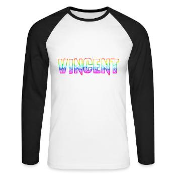 vincent rs rainbow - Unisex Long Sleeve Baseball T-Shirt - white/black - Front - Nik (191cm)