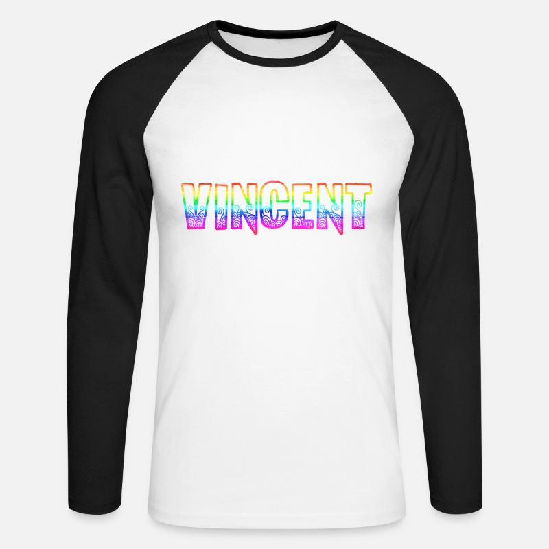 vincent rs regenbogen - Unisex Baseballshirt langarm - Weiß/Schwarz