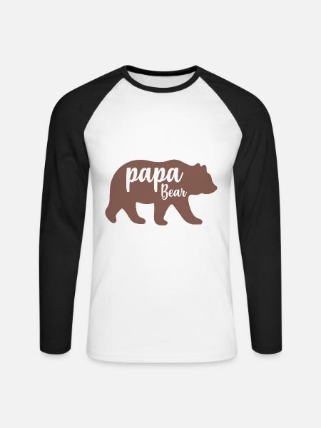 Papa Bear brown Bear Animal - Unisex Baseballshirt langarm - Weiß/Schwarz