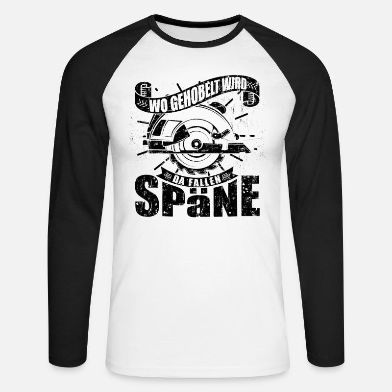 Wo gehobelt wird fallen Späne - Unisex Baseballshirt langarm - Weiß/Schwarz