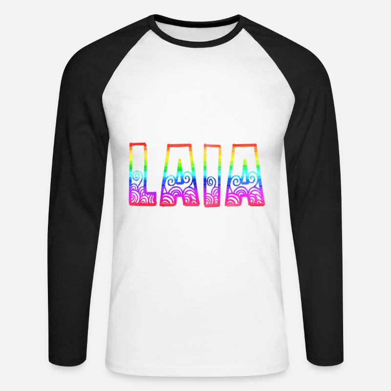 laia rs regenbogen - Unisex Baseballshirt langarm - Weiß/Schwarz