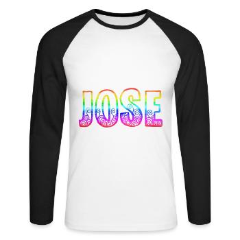 jose rs regenbogen - Unisex Baseballshirt langarm - Weiß/Schwarz - Vorne - Nik (191cm)