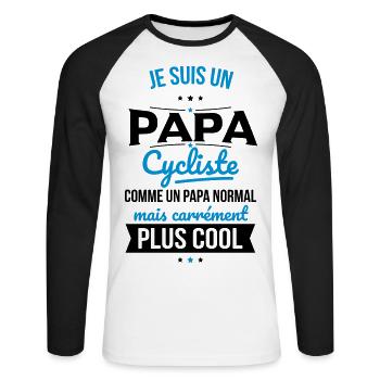 Cycling dad like normal dad cooler - Unisex Long Sleeve Baseball T-Shirt - white/black - Front - Nik (191cm)