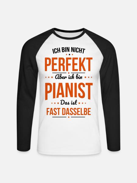 Jeg er ikke perfekt, men jeg er pianist - Langærmet herre-baseballshirt - hvid/sort
