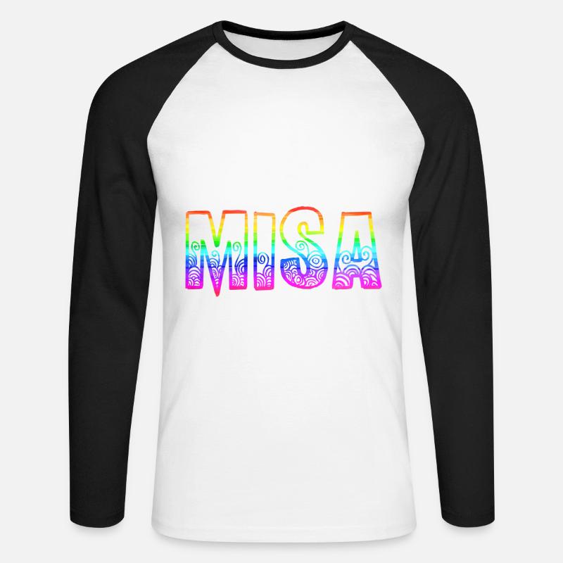 misa rs regenbogen - Unisex Baseballshirt langarm - Weiß/Schwarz