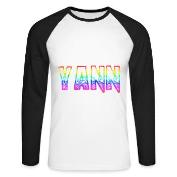 yann rs arc-en-ciel - T-shirt baseball manches longues Homme - blanc/noir - Devant - Nik (191cm)