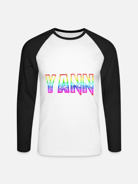 yann rs rainbow - Unisex Long Sleeve Baseball T-Shirt - white/black