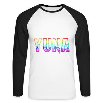 yuna rs regenbogen - Unisex Baseballshirt langarm - Weiß/Schwarz - Vorne - Nik (191cm)