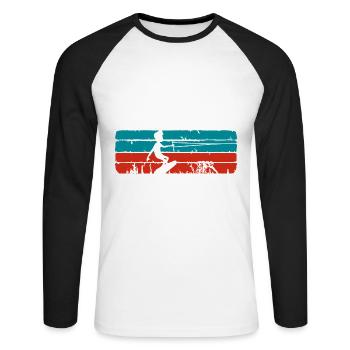 T-Shirt I Kitesurf und du - Unisex Baseballshirt langarm - Weiß/Schwarz - Vorne - Nik (191cm)