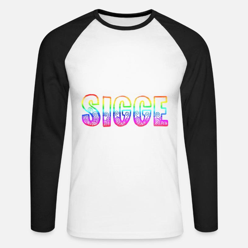 sigge rs rainbow - Unisex Long Sleeve Baseball T-Shirt - white/black