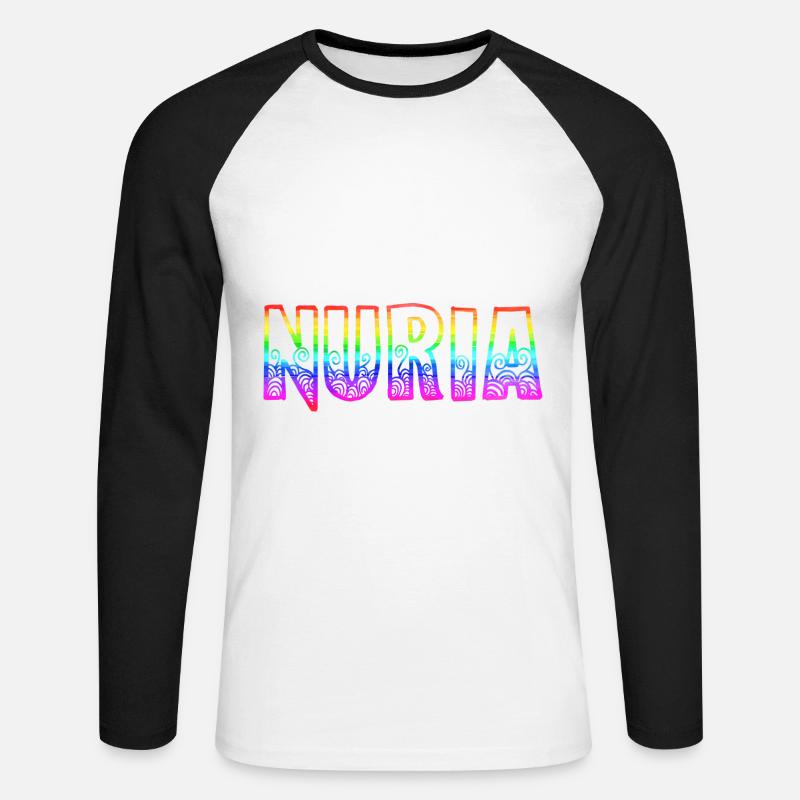nuria rs regenbogen - Unisex Baseballshirt langarm - Weiß/Schwarz