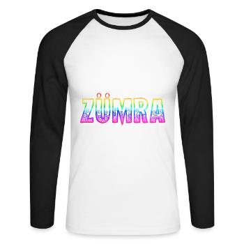 Zümra RS Arc-en-ciel - T-shirt baseball manches longues Homme - blanc/noir - Devant - Nik (191cm)