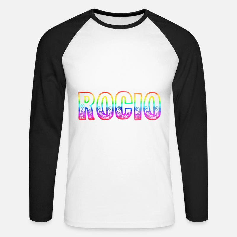 rocio rs regenbogen - Unisex Baseballshirt langarm - Weiß/Schwarz