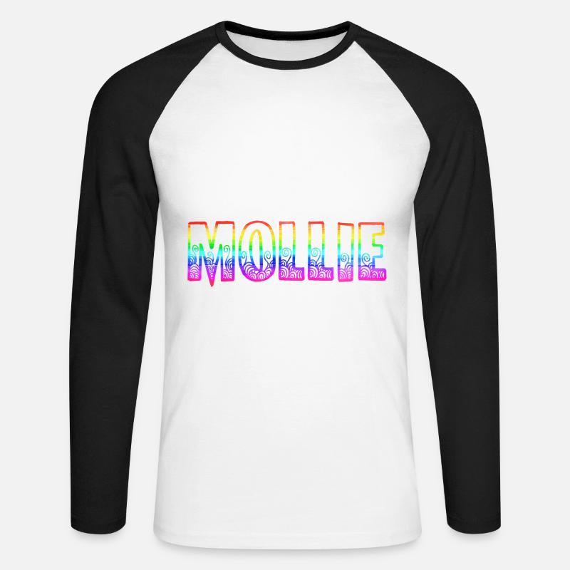 mollie rs regenbogen - Unisex Baseballshirt langarm - Weiß/Schwarz
