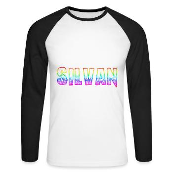 silvan rs regenbogen - Unisex Baseballshirt langarm - Weiß/Schwarz - Vorne - Nik (191cm)