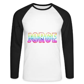 jorge rs regenbogen - Unisex Baseballshirt langarm - Weiß/Schwarz - Vorne - Nik (191cm)